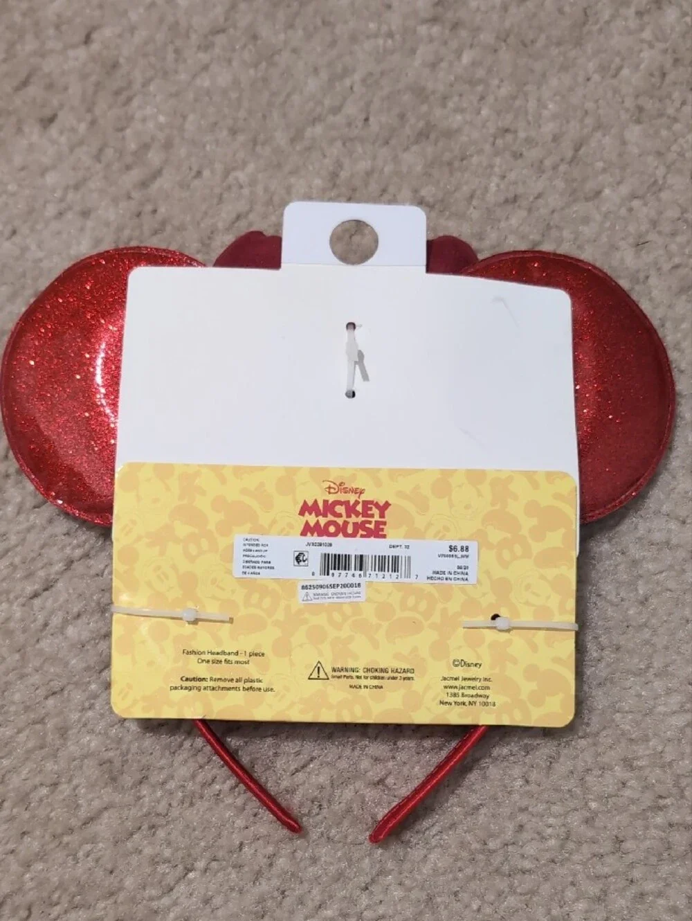 Disney Red Glitter Minnie Ear Headband with Heart Bow